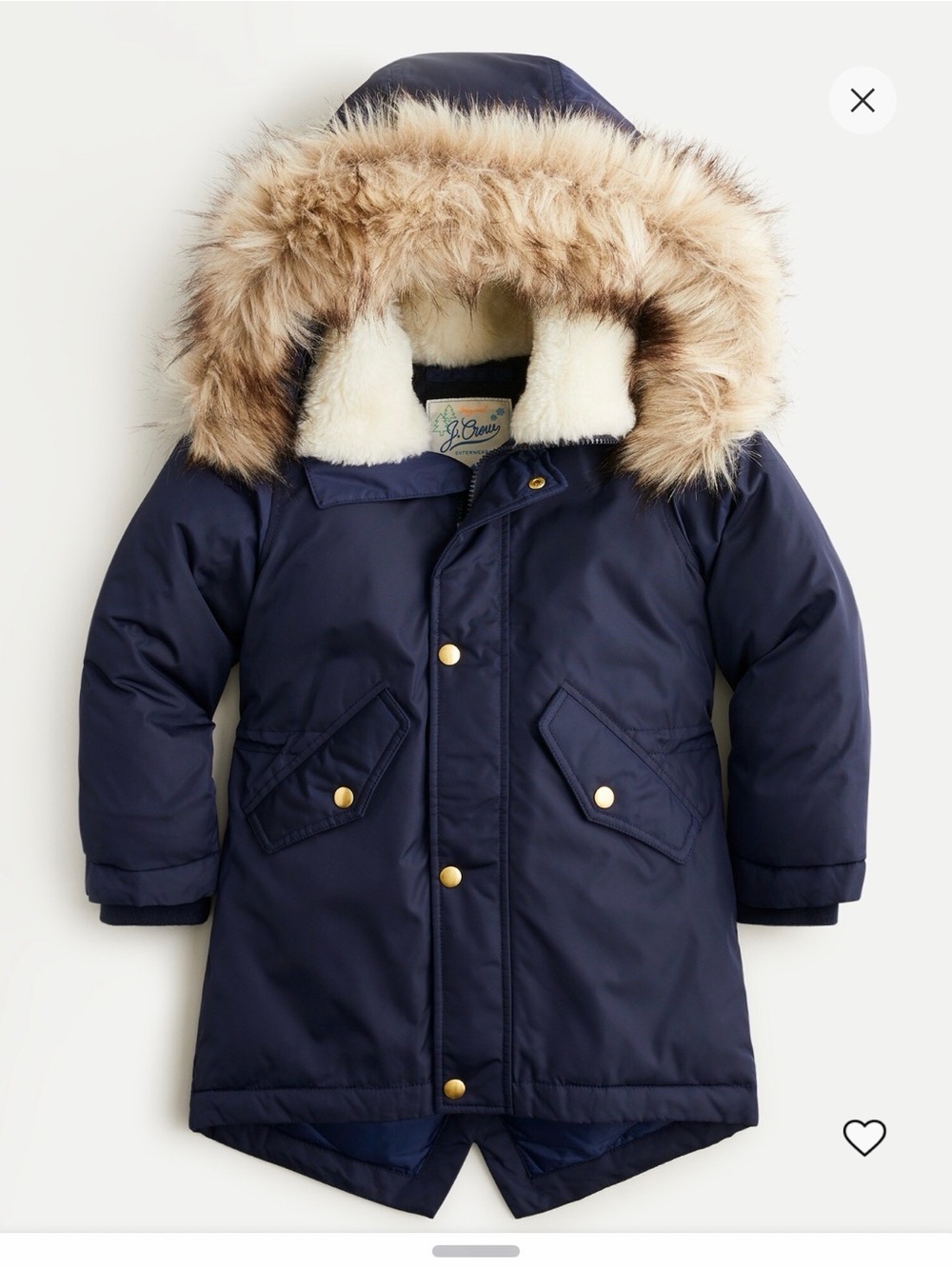 J. Crew Crewcuts Girls Fishtail Parka Coat with Primaloft Navy Blue Sz 8